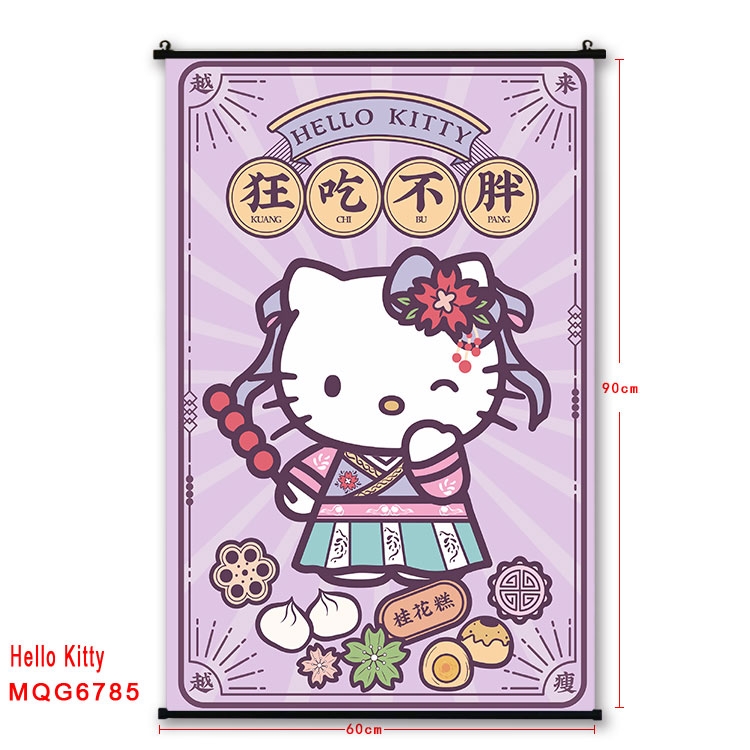 hello kitty Anime black Plastic rod Cloth painting Wall Scroll 60X90CM MQG-6785