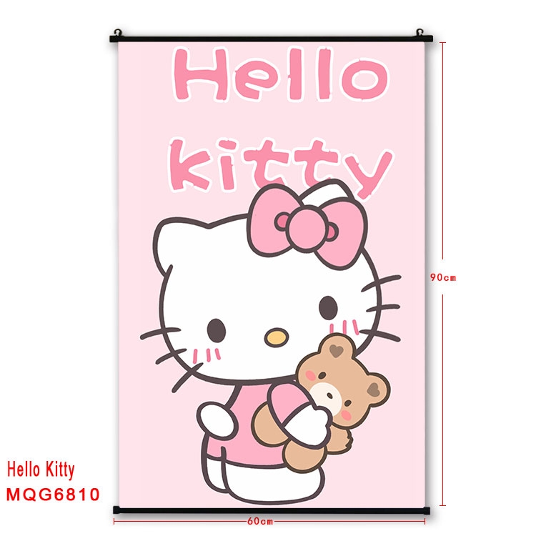 hello kitty Anime black Plastic rod Cloth painting Wall Scroll 60X90CM MQG-6810