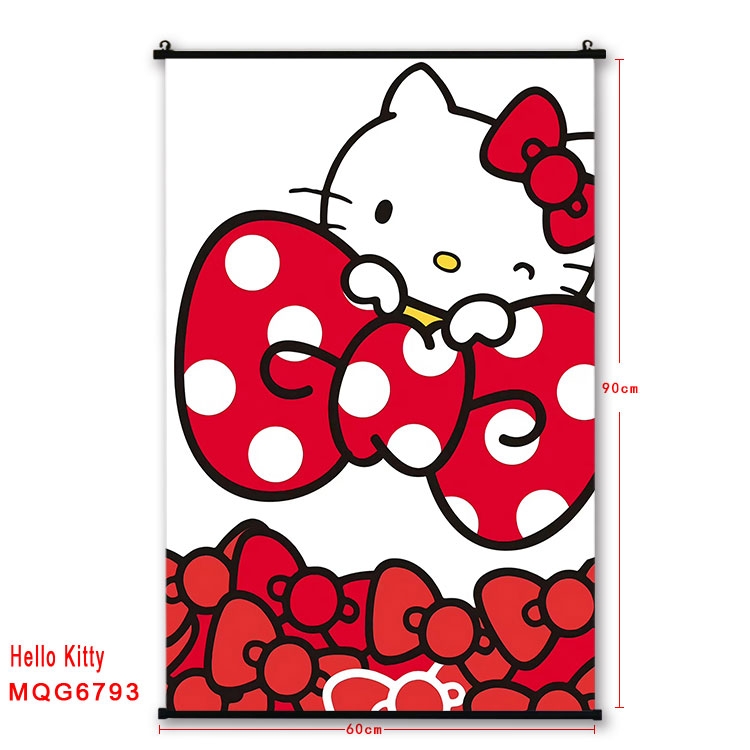 hello kitty Anime black Plastic rod Cloth painting Wall Scroll 60X90CM MQG-6793