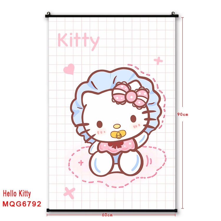 hello kitty Anime black Plastic rod Cloth painting Wall Scroll 60X90CM MQG-6792