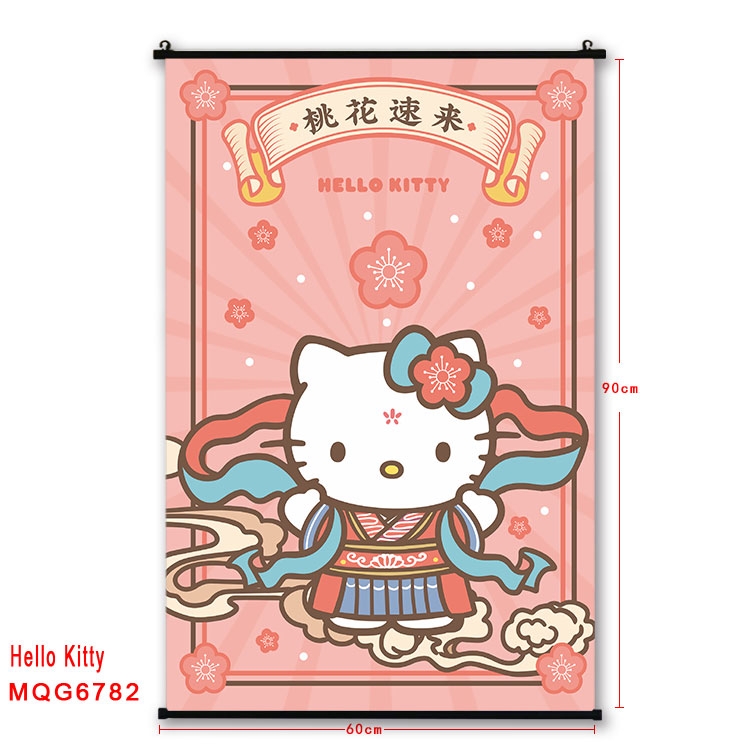 hello kitty Anime black Plastic rod Cloth painting Wall Scroll 60X90CM MQG-6782