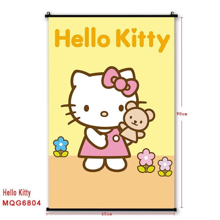 hello kitty Anime black Plastic rod Cloth painting Wall Scroll 60X90CM MQG-6804
