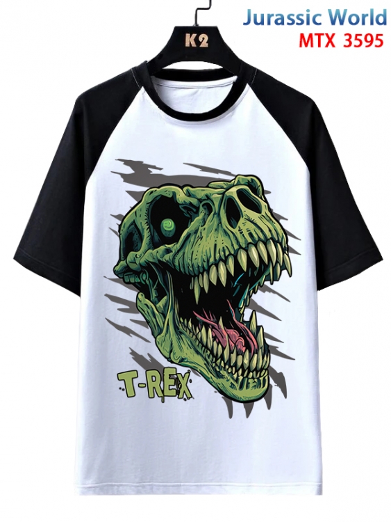 Jurassic World Anime raglan sleeve cotton T-shirt from XS to 3XL MTX-3595-1