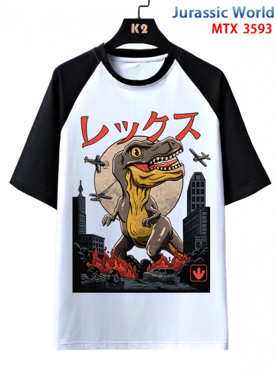 Jurassic World Anime raglan sleeve cotton T-shirt from XS to 3XL MTX-3593-1