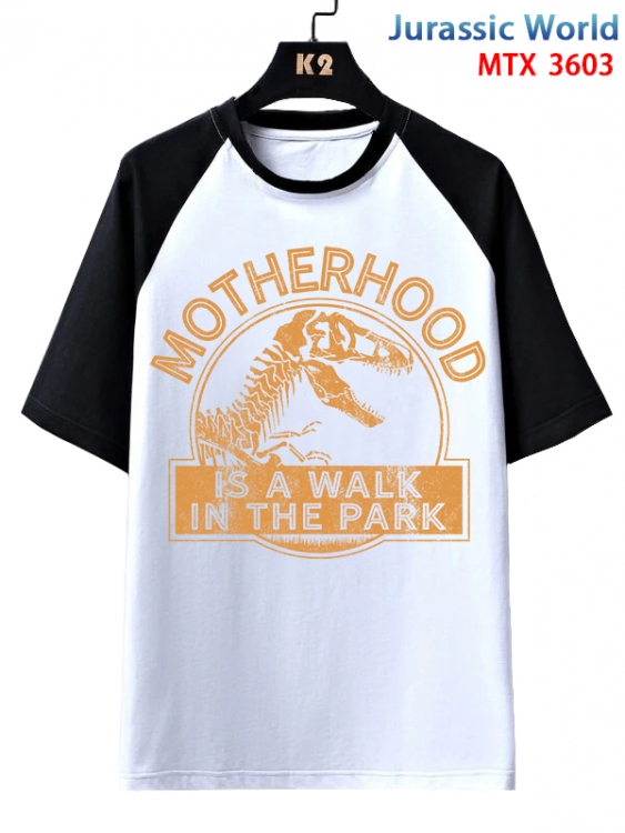 Jurassic World Anime raglan sleeve cotton T-shirt from XS to 3XL MTX-3603-1