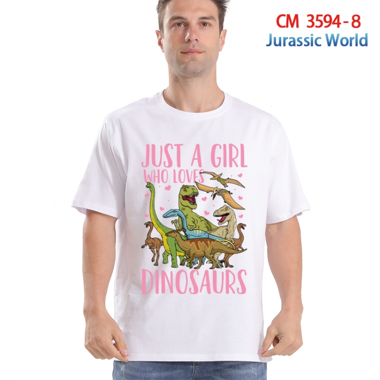 Jurassic World Printed short-sleeved cotton T-shirt from S to 4XL 3594-8