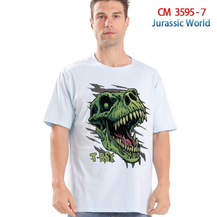 Jurassic World Printed short-sleeved cotton T-shirt from S to 4XL 3595-7