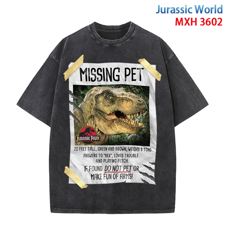 Jurassic World Anime peripheral pure cotton washed and worn T-shirt from S to 4XL MXH-3602