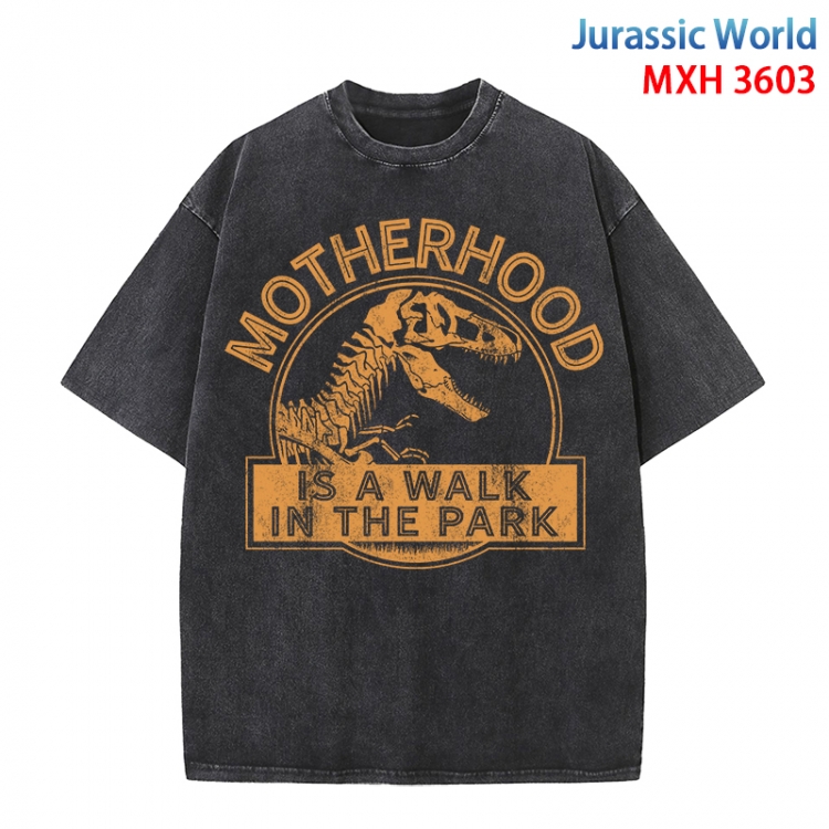 Jurassic World Anime peripheral pure cotton washed and worn T-shirt from S to 4XL MXH-3603