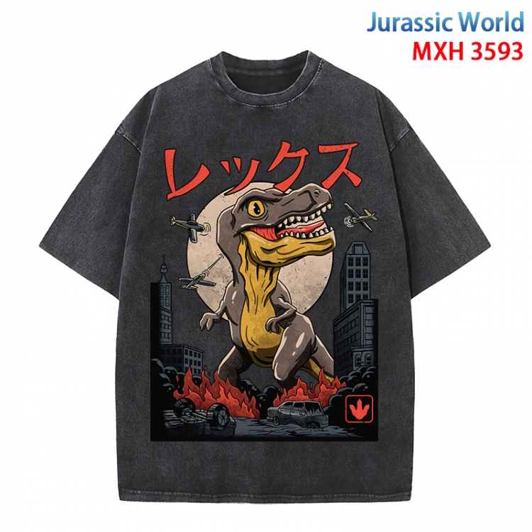 Jurassic World Anime peripheral pure cotton washed and worn T-shirt from S to 4XL MXH-3593