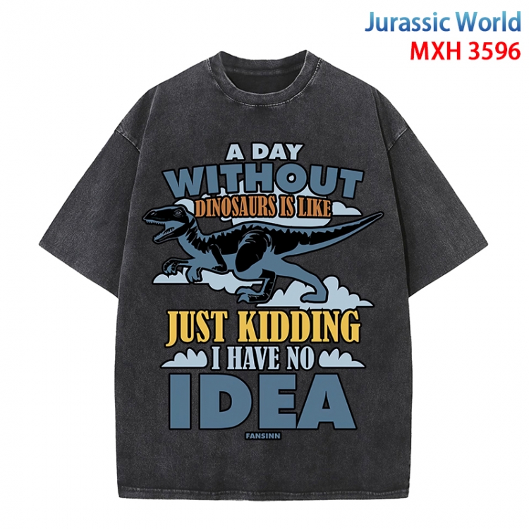 Jurassic World Anime peripheral pure cotton washed and worn T-shirt from S to 4XL MXH-3596