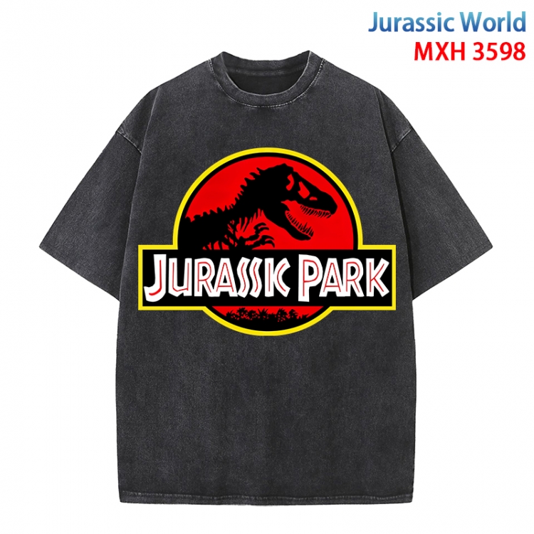 Jurassic World Anime peripheral pure cotton washed and worn T-shirt from S to 4XL MXH-3598
