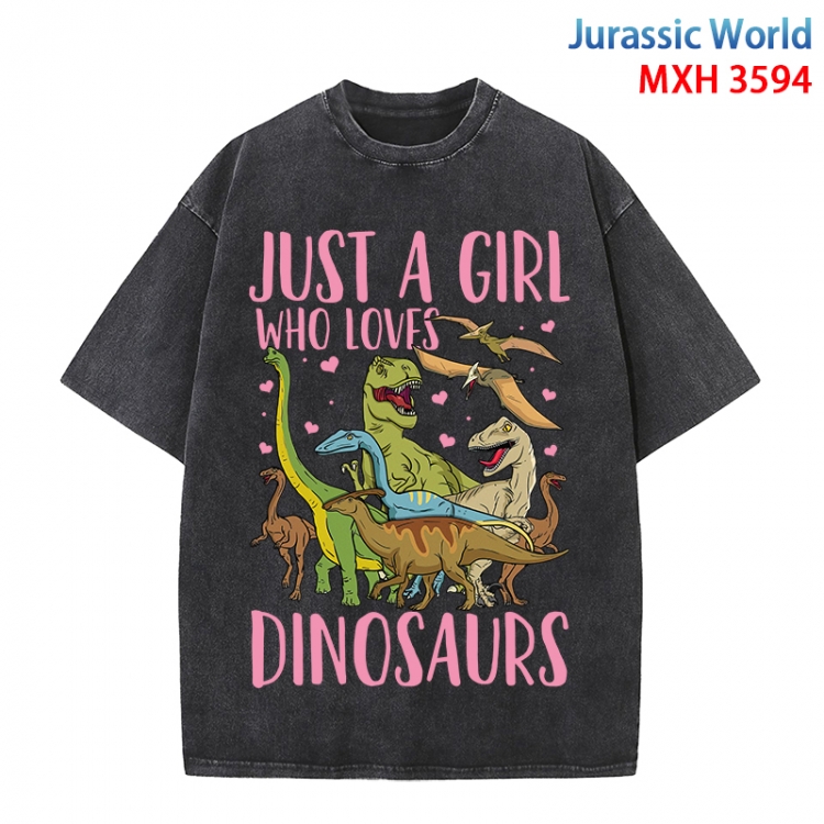 Jurassic World Anime peripheral pure cotton washed and worn T-shirt from S to 4XL MXH-3594