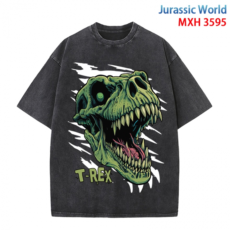 Jurassic World Anime peripheral pure cotton washed and worn T-shirt from S to 4XL MXH-3595