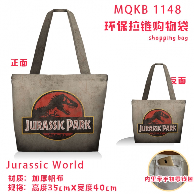 Jurassic World Anime cartoon canvas shoulder bag student crossbody bag 35x40cm MQKB-1148