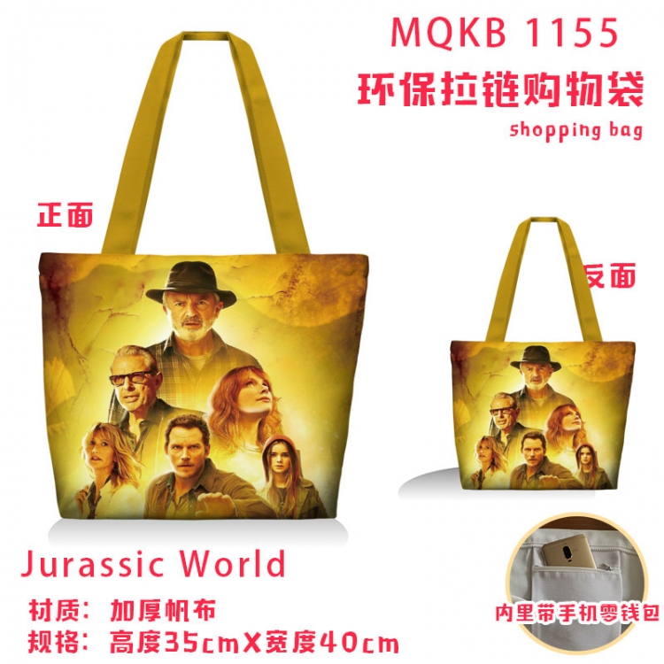 Jurassic World Anime cartoon canvas shoulder bag student crossbody bag 35x40cm  MQKB-1155