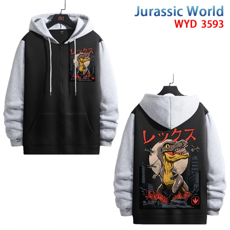 Jurassic World Anime cotton zipper patch pocket sweater from S to 3XL  WYD-3593-3