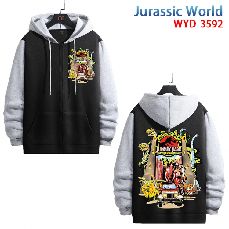 Jurassic World Anime cotton zipper patch pocket sweater from S to 3XL  WYD-3592-3