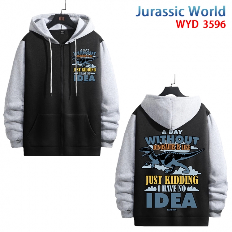 Jurassic World Anime cotton zipper patch pocket sweater from S to 3XL  WYD-3596-3