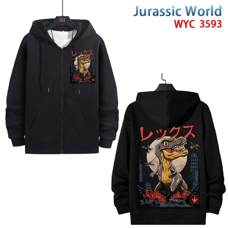 Jurassic World Anime cotton zipper patch pocket sweater from S to 3XL  WYC-3593-3