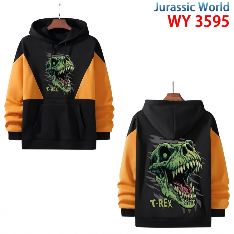 Jurassic World Anime color contrast patch pocket sweater from XS to 4XL WY595