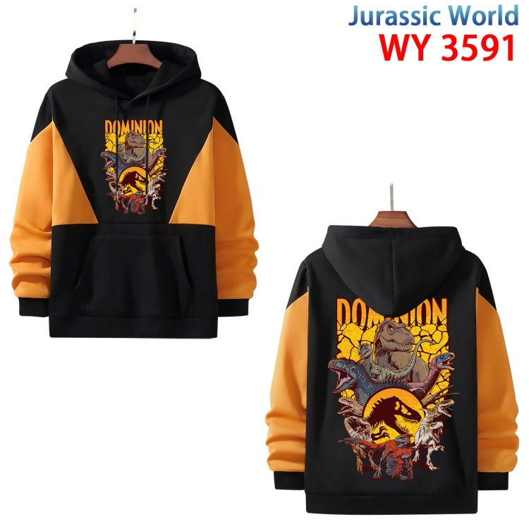 Jurassic World Anime color contrast patch pocket sweater from XS to 4XL WY591