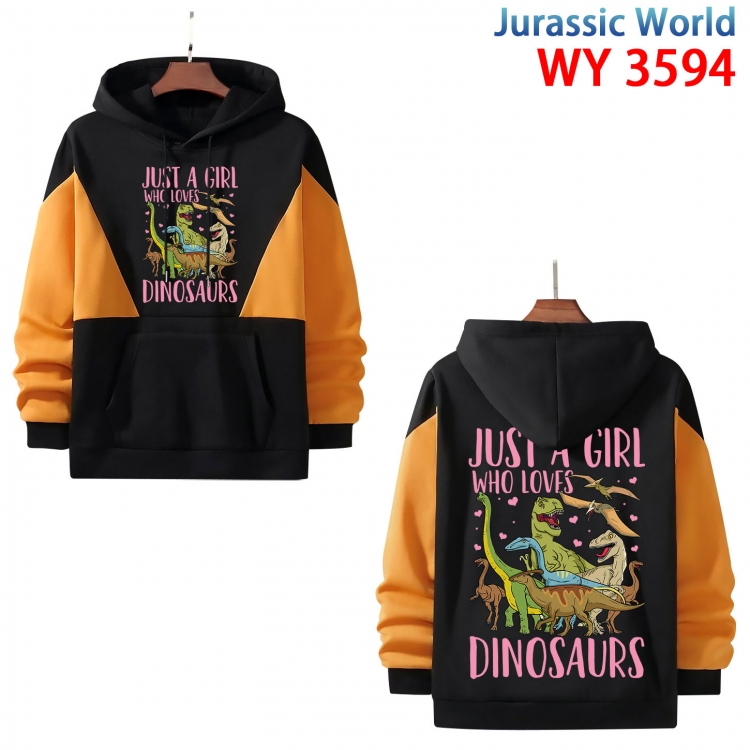 Jurassic World Anime color contrast patch pocket sweater from XS to 4XL WY594