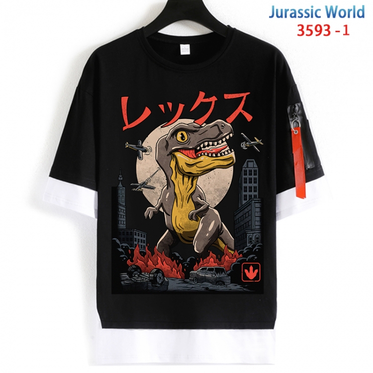 Jurassic World Cotton Crew Neck Fake Two-Piece Short Sleeve T-Shirt from S to 4XL  HM-3593-1