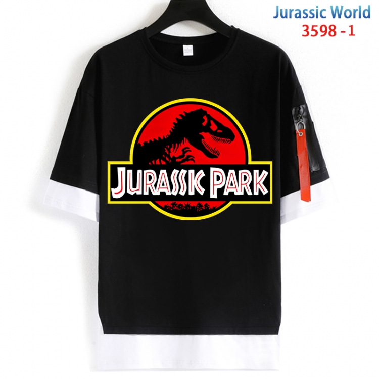 Jurassic World Cotton Crew Neck Fake Two-Piece Short Sleeve T-Shirt from S to 4XL HM-3598-1