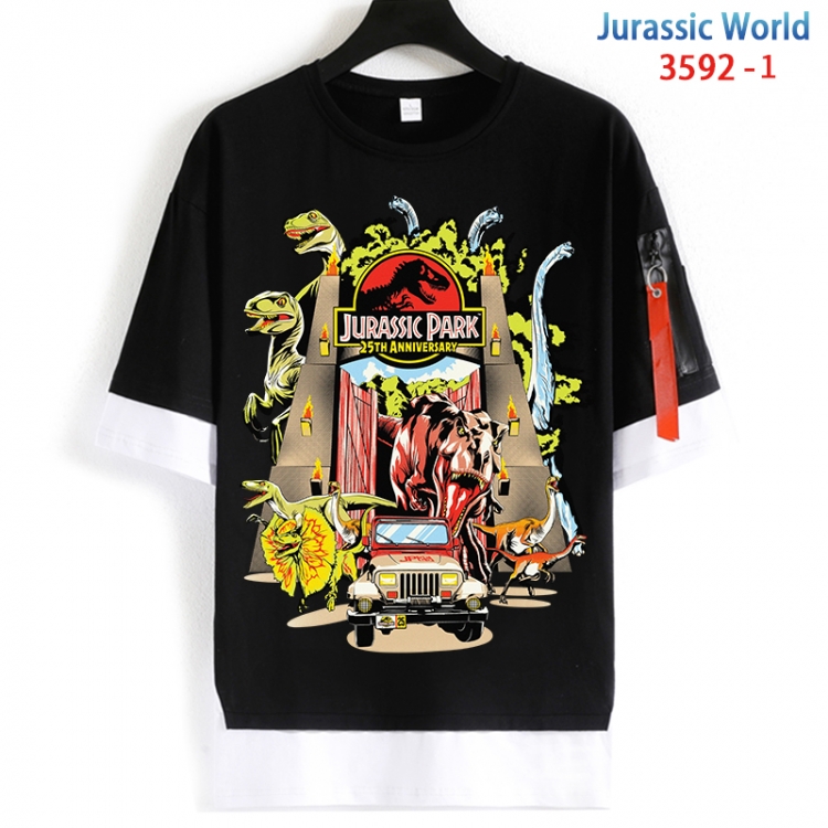Jurassic World Cotton Crew Neck Fake Two-Piece Short Sleeve T-Shirt from S to 4XL  HM-3592-1