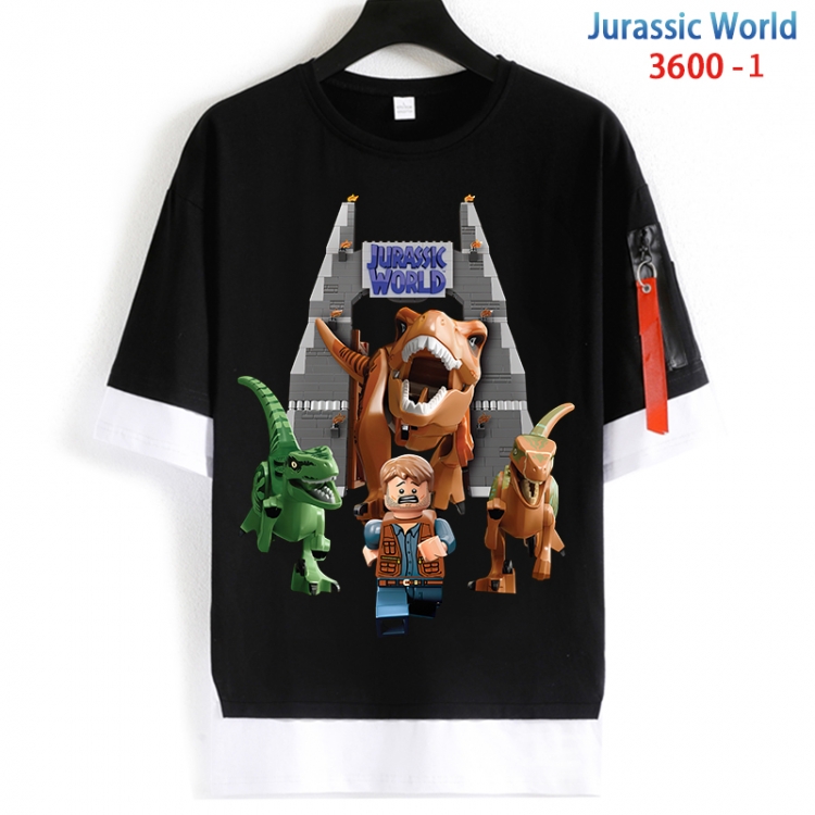 Jurassic World Cotton Crew Neck Fake Two-Piece Short Sleeve T-Shirt from S to 4XL HM-3600-1