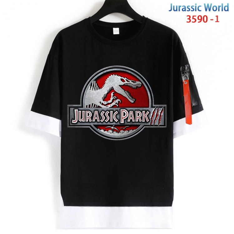 Jurassic World Cotton Crew Neck Fake Two-Piece Short Sleeve T-Shirt from S to 4XL HM-3590-1