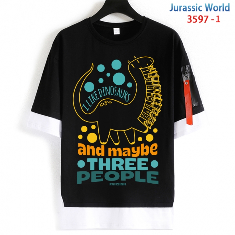 Jurassic World Cotton Crew Neck Fake Two-Piece Short Sleeve T-Shirt from S to 4XL  HM-3597-1