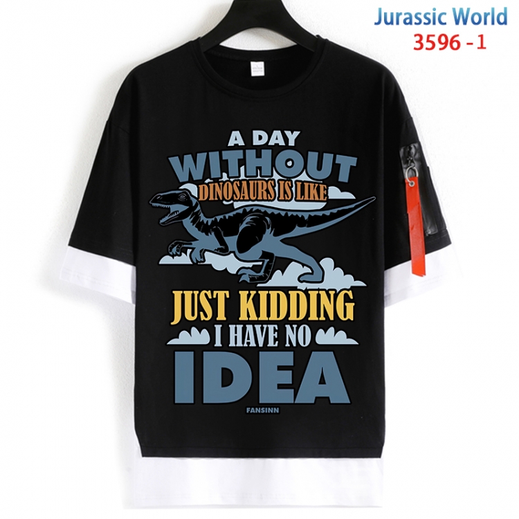 Jurassic World Cotton Crew Neck Fake Two-Piece Short Sleeve T-Shirt from S to 4XL HM-3596-1