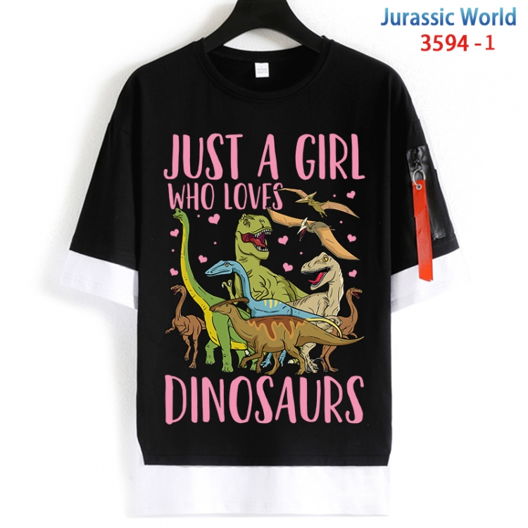 Jurassic World Cotton Crew Neck Fake Two-Piece Short Sleeve T-Shirt from S to 4XL  HM-3594-1