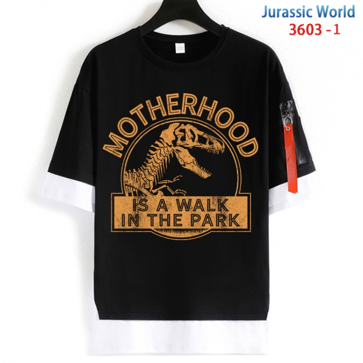Jurassic World Cotton Crew Neck Fake Two-Piece Short Sleeve T-Shirt from S to 4XL HM-3603-1