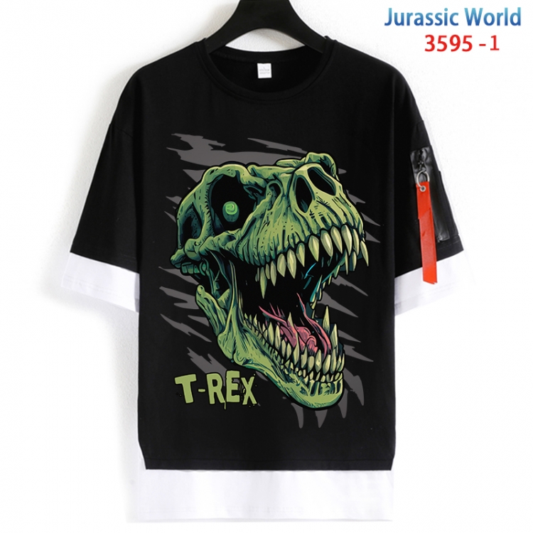 Jurassic World Cotton Crew Neck Fake Two-Piece Short Sleeve T-Shirt from S to 4XL HM-3595-1