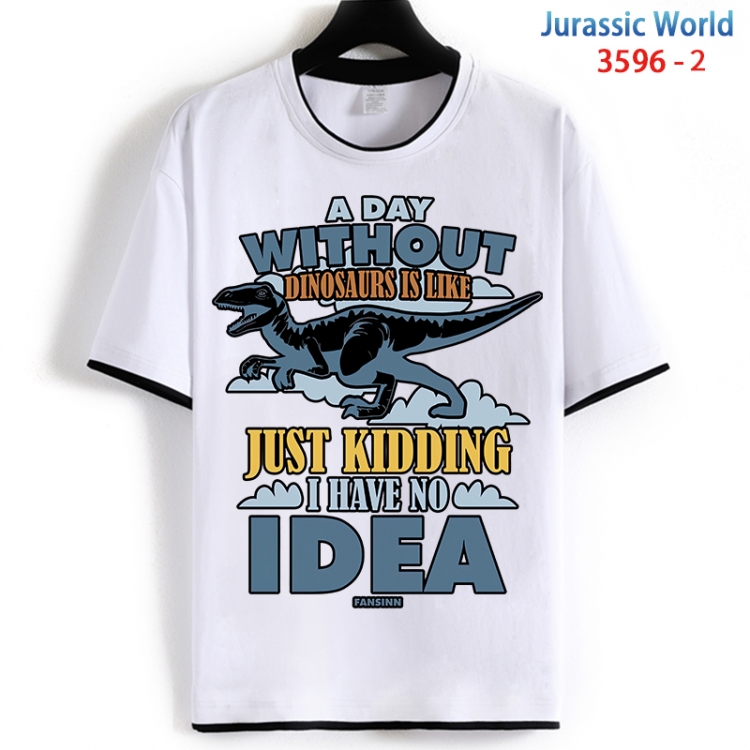 Jurassic World Cotton crew neck black and white trim short-sleeved T-shirt from S to 4XL HM-3596-2