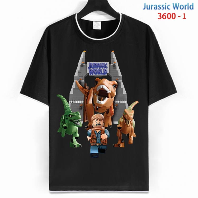 Jurassic World Cotton crew neck black and white trim short-sleeved T-shirt from S to 4XL HM-3600-1