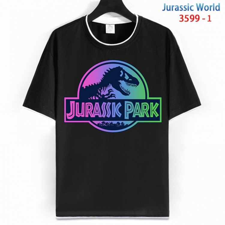 Jurassic World Cotton crew neck black and white trim short-sleeved T-shirt from S to 4XL  HM-3599-1