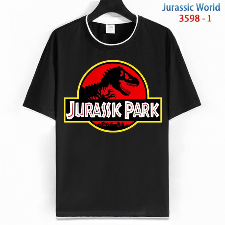 Jurassic World Cotton crew neck black and white trim short-sleeved T-shirt from S to 4XL HM-3598-1