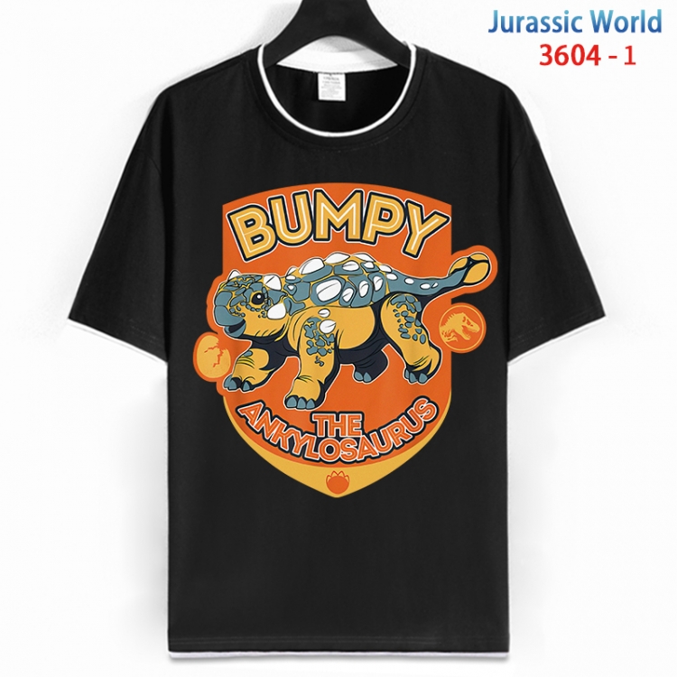 Jurassic World Cotton crew neck black and white trim short-sleeved T-shirt from S to 4XL HM-3604-1