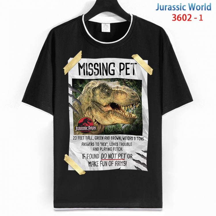 Jurassic World Cotton crew neck black and white trim short-sleeved T-shirt from S to 4XL HM-3602-1