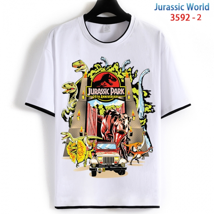 Jurassic World Cotton crew neck black and white trim short-sleeved T-shirt from S to 4XL HM-3592-2