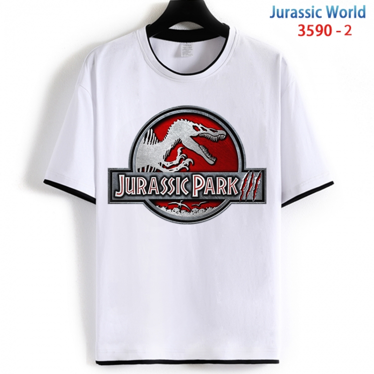 Jurassic World Cotton crew neck black and white trim short-sleeved T-shirt from S to 4XL  HM-3590-2