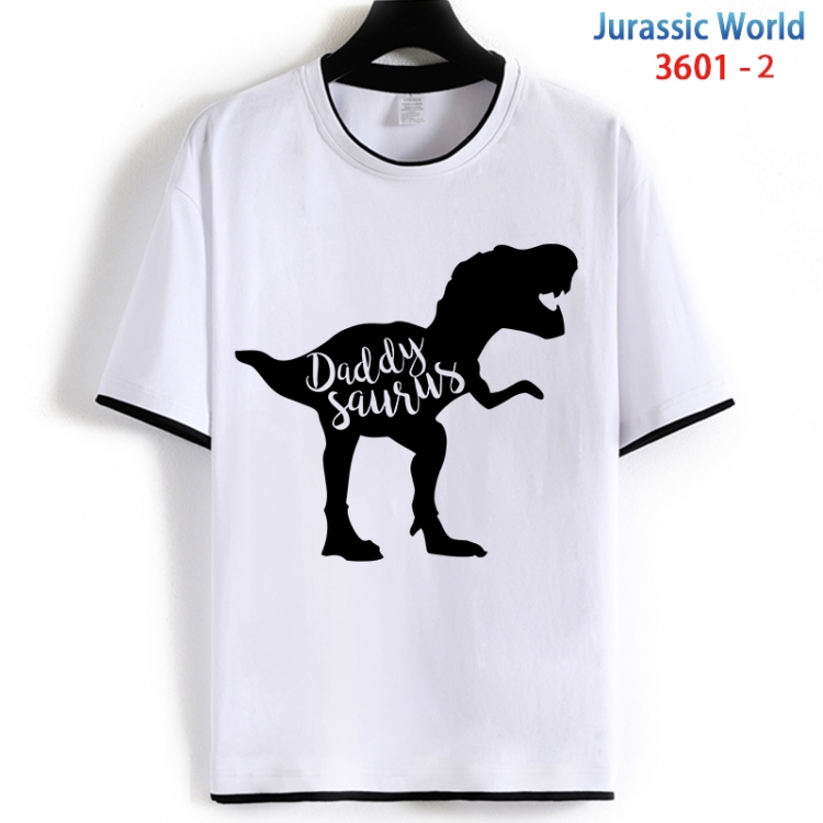 Jurassic World Cotton crew neck black and white trim short-sleeved T-shirt from S to 4XL HM-3601-2
