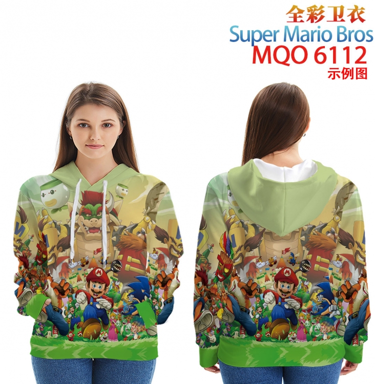 Super Mario Long sleeve hooded patch pocket cotton sweatshirt from 2XS to 4XL MQO6112