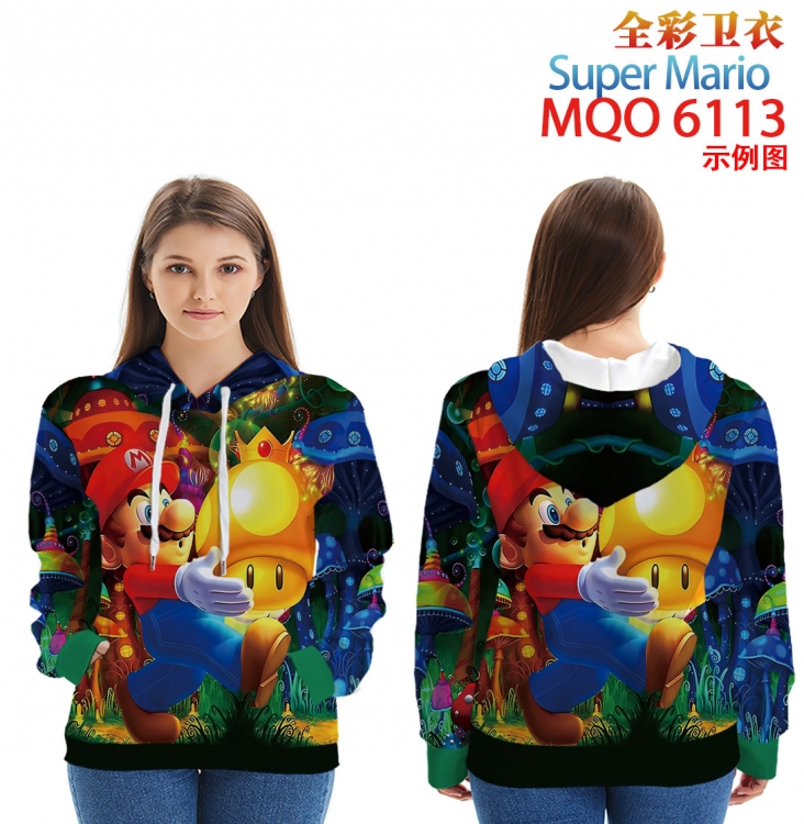 Super Mario Long sleeve hooded patch pocket cotton sweatshirt from 2XS to 4XL MQO6113