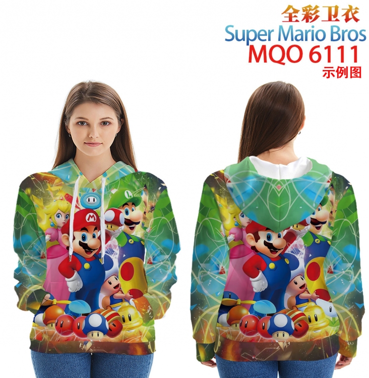 Super Mario Long sleeve hooded patch pocket cotton sweatshirt from 2XS to 4XL MQO6111