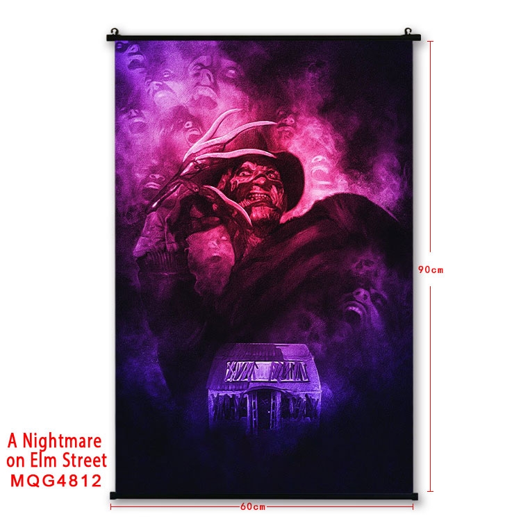 A Nightmare on Elm Street Anime black Plastic rod Cloth painting Wall Scroll 60X90CM